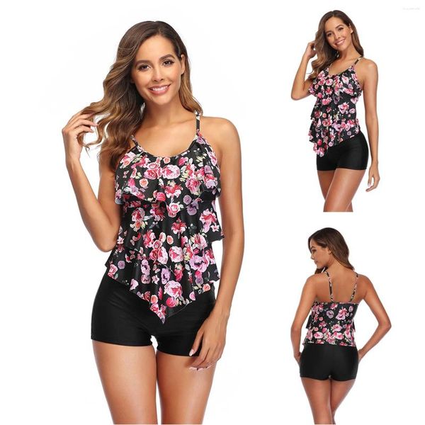 Biquíni feminina feminina Biquíni feminina Fotos de cobertura completa Mulheres Up Ruffle Imprima Monokini Floral Cetina Sexy Setin para pacote