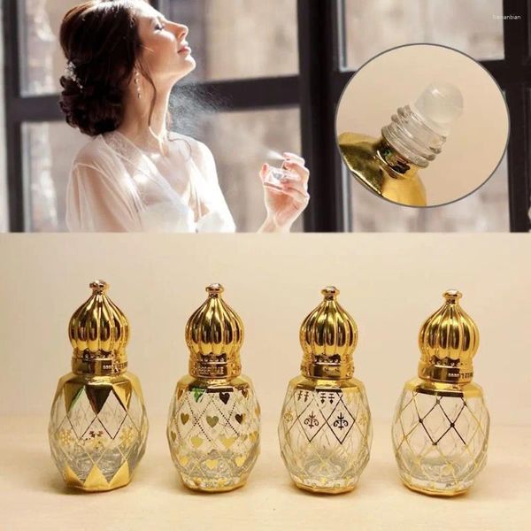 Aufbewahrung Flaschen Golden Nachfüllbares leer mit Roller -Tropfen -Aufkleber Aufkleber ätherisches Ölglas Parfüm