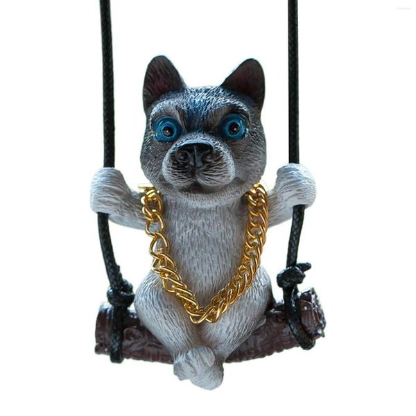 Figurine decorative Specchio posteriore Specchio appeso Accessori per camion Cancente Pug Funny Swing Pug