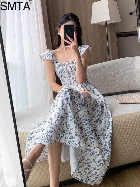 Temel gündelik elbiseler retro seksi diyagonal yaka sinek kollu basılı çiçek sıkı oturma elbise için bound plajı kolsuz elbise Korean moda 2024 Summerl2405