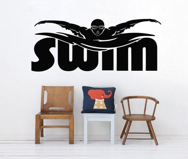 Swim Player Decal Decal Athletic Sports Sports Wall Adesivo in vinile Gym Swimming Wall Art Mural Words Decal Water Sport Poster5227092