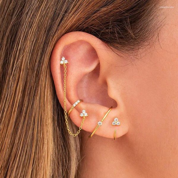 Brincos de garanhão Ear osso Piercing Heart Forma do coração Small Geometry Zircon Star Moon Lua Acessórios Cartilagem INS Presentes de Jóias de Estilo KBE