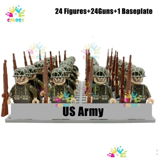 Блоки детские игрушки WW2 Солдаты строительства нации армия мини -фигур