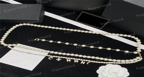 Ladies Pearl Cains Belts Designer Acessórios da cintura da marca de luxo Women Women Belt Gold Links Ceintres Pearls Pingents Chain 6091596