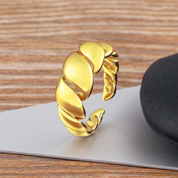 Clusterringe Aibef Gold Farbe Croissant Verstellbare Männer Frauen Punkschmuck geflochten