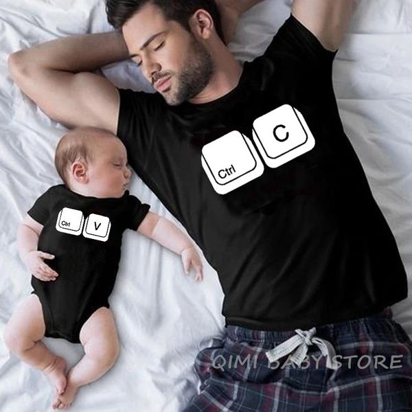 Ctrl C v Семейная футболка Отец и сын дочери штофа