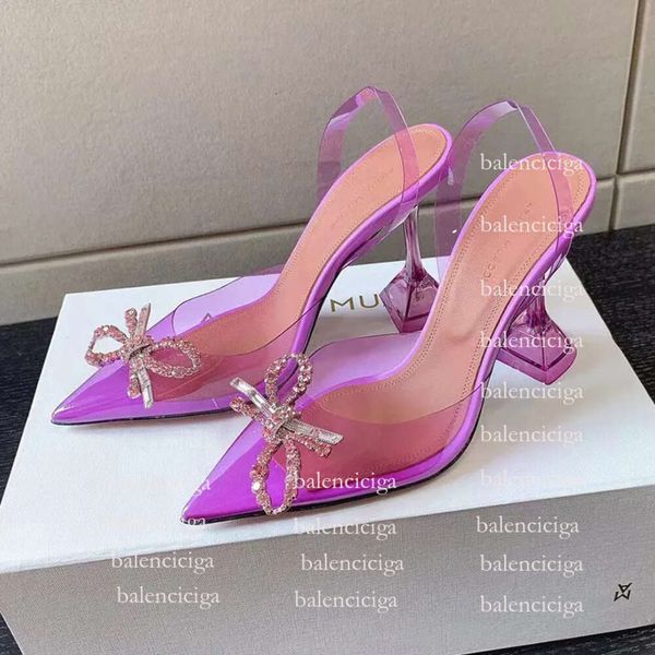 AMINA MUADDI SANDALS SCIPI DESIGNORE LUMICO DI LUSSO SCARPE DELLA DECOLAZIONE DI DIAMANDO DELLA CRYDAL CRIDALE