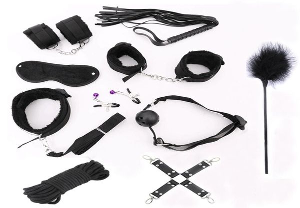 Porno Sex Handschellen Brustwarzenklemmen Peitsche Gag Bdsm Sex Collar Maske Bondage Set sexy Dessous Handschellen für Sex für erwachsene Frau6493674