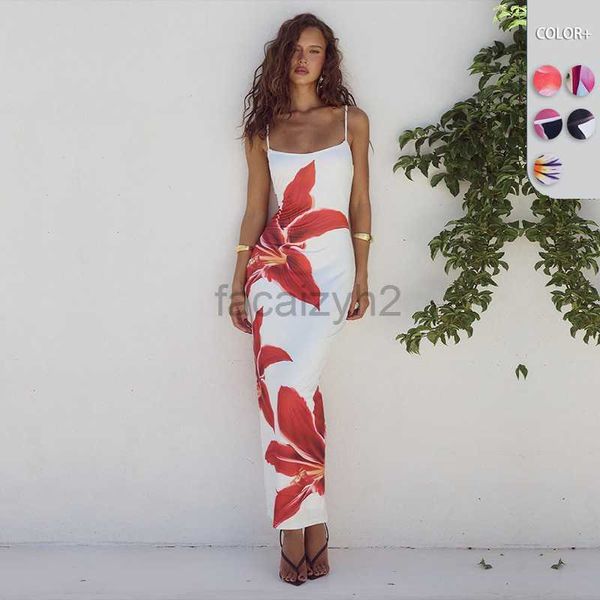 Abiti casual abiti firmati abiti da donna di fascia alta nuovo abito a camisole in stile per vacanza digitale Slip Slip Long Skirt a vita più vestiti