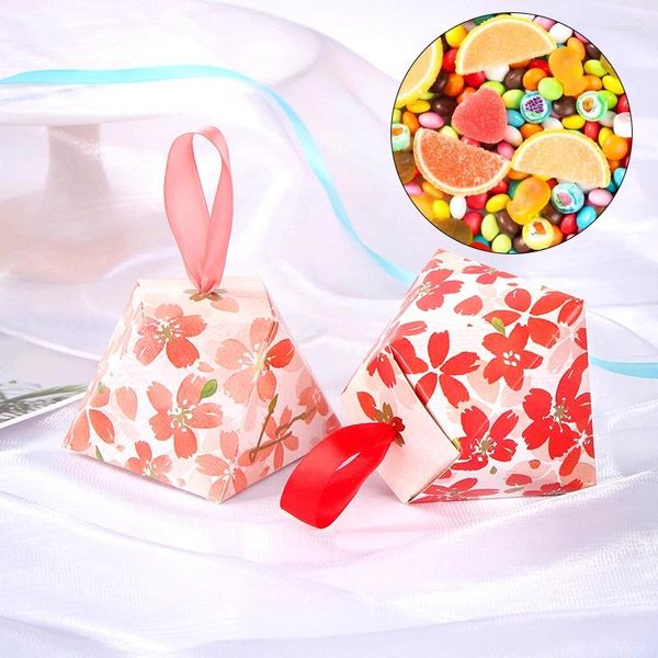 Wrap regalo 5ps Squisito cartone di cartone Candy Box Forniture per feste Packaging Diamond Shape Cherry Blossom Beautiful Chic Creative Attraente