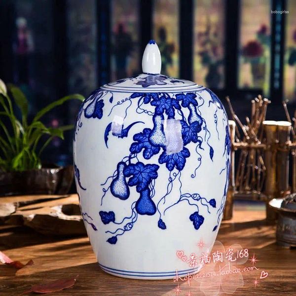 Vasi Jingdezhen Vasi di ceramica blu e bianco vaso di stoccaggio generale Migang Migang Sinati di cavolo Ornamenti