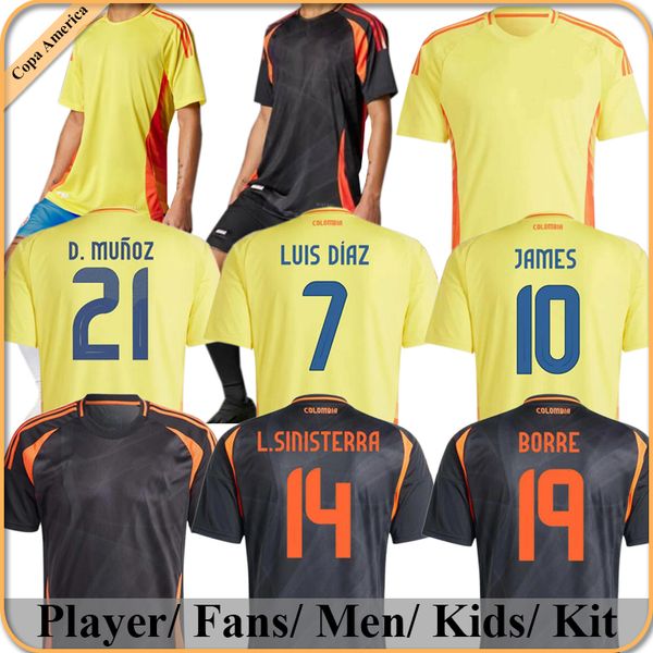 2024 Colombia Soccer Jerseys 1990 Valderrama Retro 23 24 25 Falcao James Футбольная рубашка Луис Диас Национальная команда Мужчина Детский Кит Camiseta de Futbol Maillot версия игрока