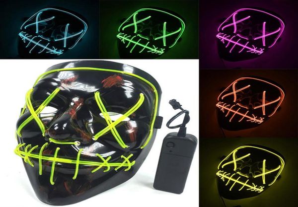 LED Halloween Masken El Wire Glühmaske Black Horror Ghost Maske Maskerade Geburtstagsfeier Carnival Cosplay Full Face Masken 10 Col9757615