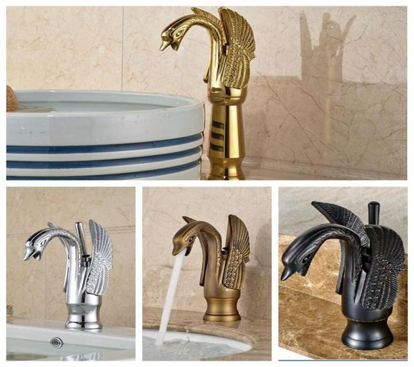 Ganzes und Einzelhandel Luxus Leiter Messing Badezimmer Basin Wasserhahn Schwan -Eitelkeitsspüle Mixer Tap Deck montiert und Kaltmixer7944927