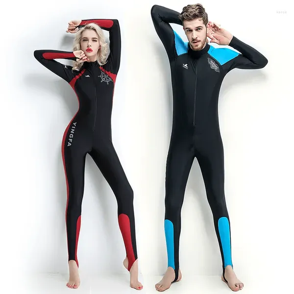Roupas de banho feminina de roupa de banho de corpo inteiro de uma peça para homens e mulheres com traje de mergulho com água de mergulho mercenize snorkeling