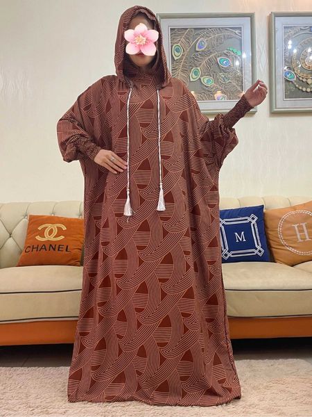 Abbigliamento etnico 2024NEW Abiti di abbigliamento musulmano di cotone ingruere in tessuto stampato in tessuto Ramadan Abaya ABILIZIONI ISLAMIC CHOODIE TURKE SPORTS SPORTI