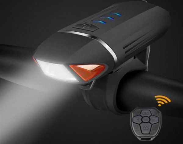 Bicycle Light Light Front Torn segnale corno nero USB USB ricaricabile ricaricabile per bici remoto Accessori per ciclo di faro Lights213T7194630