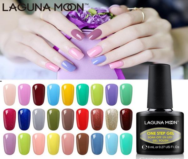 Lagunamoon 8 мл один шаг чистый цвет ультрафиолетовый гель -лак для ногтя ногтевой лак для ногтей Diy впитывает светодиодный гель -лак.