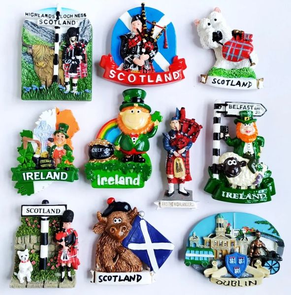 Dublino UK Irlanda Scozia Scozia 3D Frigorifero Magnete da viaggio Souvenir Frigorifero adesivo magnetico decorazione per la casa 240506