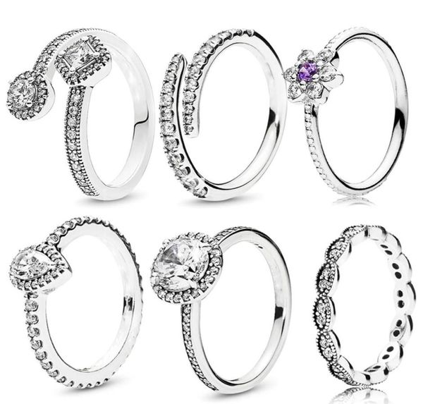 Neue beliebte 925 Sterling Silberringe Wassertropfen dünne Finger Ring Transparent CZ P Frau Hochzeit Schmuck Mode Accessoires Geschenk7615547