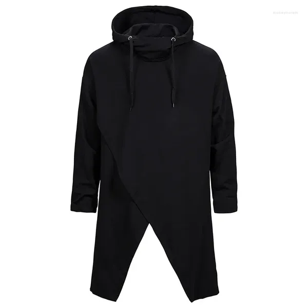 Erkek Hoodies Erkekler Kişiselleştirilmiş Hoodie Moda İnce Fit Gotik Sweater Koyu Siyah Düzensiz Gevşek Ceket 2024 Sweatshirt Giyim