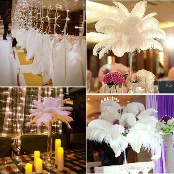 200 PCs por lote 20-25cm Avestruz White Plume Craft Supplies Festas de casamento Tabel CenterPieces decoração 2889