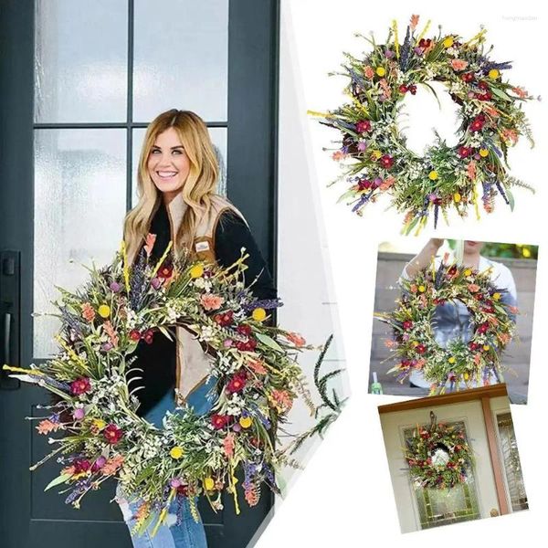 Flores decorativas Planta simulada Wreath Floret Artificial Flower Decor Door Festival Home Wall Wedding Decoration Restaurant M5B6