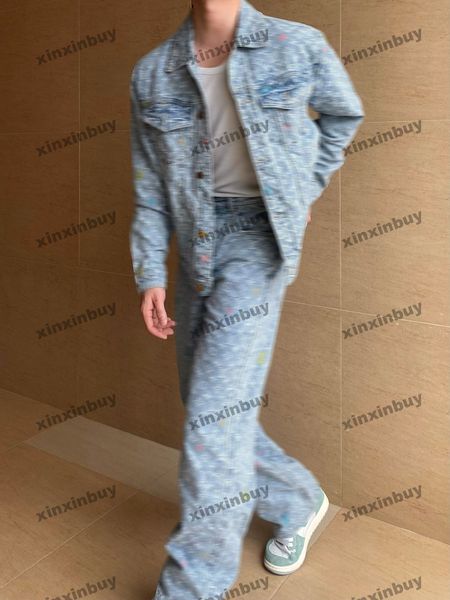 Xinxinbuy Мужчины дизайнерская пиджанная пиджака Скаловаемая красочная вышивка буква
