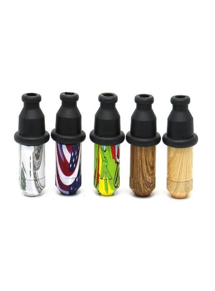 Wood Grain Cartoon Nipple Snuff Pipe Sniff Distribuzione in alluminio Snegazione in lega TOKE 53 mm in alluminio Metal Nasal Endurerable per Tob1230066