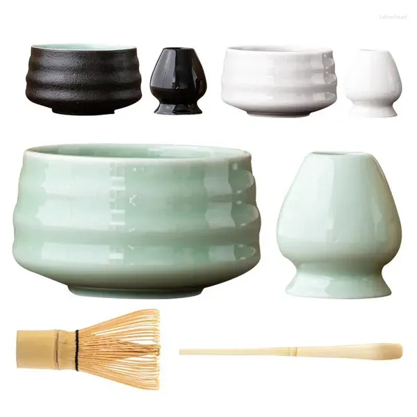 Conjuntos de Teaware 4pcs Matcha Whisk Set Cerimônia de Tea Japanesa Ceramic Kit Ceramic