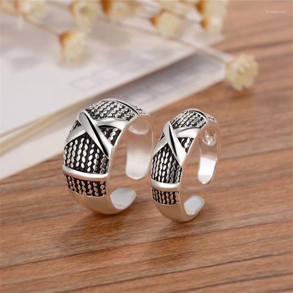 Clusterringe Kofsac 2024 zarte Fingerringsterne Vintage Thai Silver Punk Stil für Frauen Männer passen Modeschmuck