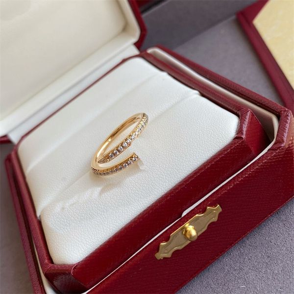 Anel de noivado de alta qualidade para mulheres anéis de grife jóia diamantes Twisted Buff Ring 18k Roes Gold Promise de Casamento Prata Promessa de Anniversary Gift ZL015 C4