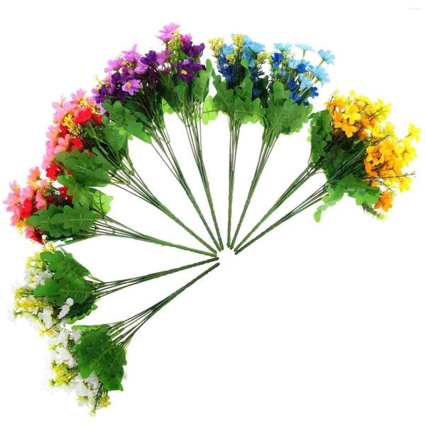 Flores decorativas 10 PCs Artificial Flower Outdoor para plantas de decoração ao ar livre Daisy em massa de noiva de plástico