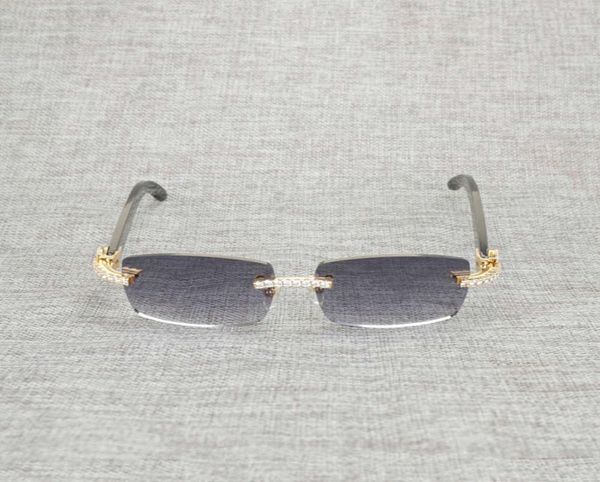 Rhinestone vintage preto branco búfalo chifre sem orgulho sem aro de sol masculino copos de sol tons de molduras de metal para o clube de verão Eyewear5103853