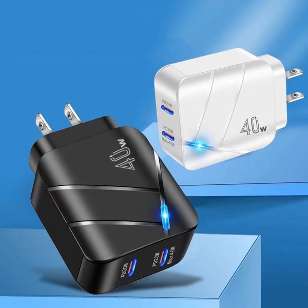 Il caricabatterie PD40W a doppio porto transfrontaliero si applica per Apple Android Huawei Tyone cellulare Type C Plug Fast Charger