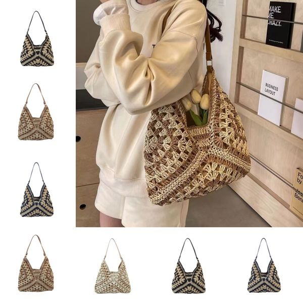 Luxus Dreieck Handtaschen Designer Einkaufstasche Frauen Beige Stroh Raffias Top Griff Beach Bag Shopper Weekender Clutch Taschen Herren Mode Crossbody Umhängetasche Khaki