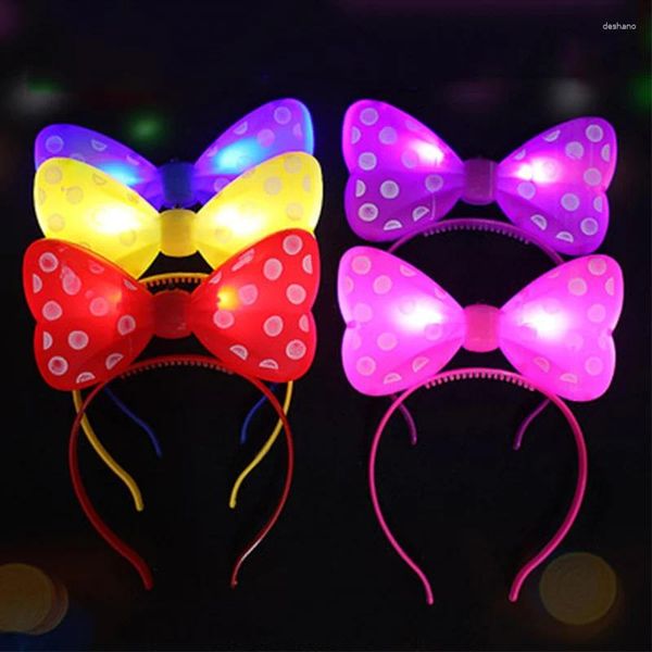 Decorazione per feste 5/10 pezzi LED LIGHT AW-UP BASCHIO PROPRIO MULticolor Mouse Luminio Banda Capelli Princess Crown Coperino arredamento