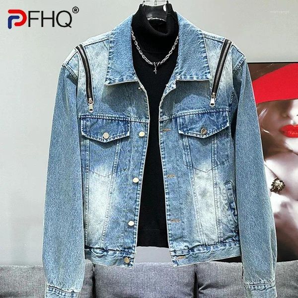 Herrenjacken PFHQ Denim hübsches Jugend vielseitiges Reversendesign Sommer männlicher einzelner Breasted Weasting Coat 21Z4480