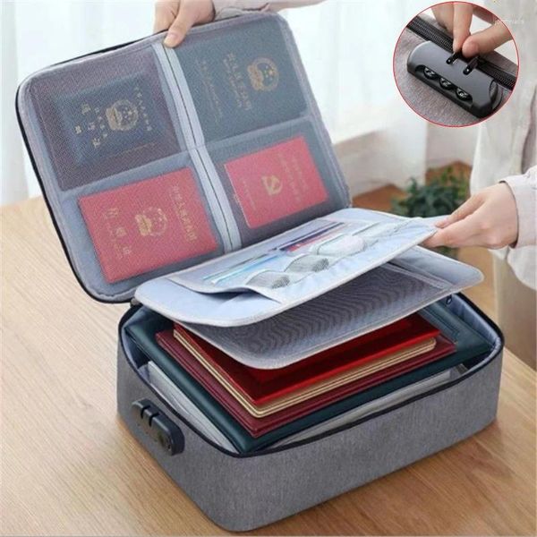 Briefcases Dokument Organizer Aktentasche A4 Ordnerhalter Herren Frauenbeutelabdeckung Passport Passport Home Safe Funktionsdateispeicher Fall