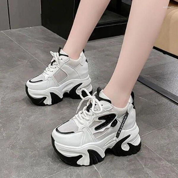 Scarpe casual 2024 Donne Sneakers High Platform Sumn Autunno non slip da 10 cm Spesso di spessore sport