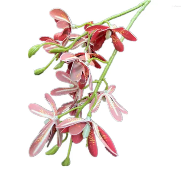 Flores decorativas 6pcs Mini Mini Oncidium Flower Branch 12 Cabeças/peça FAUX Cymbidium Plant para arranjo floral de casamento