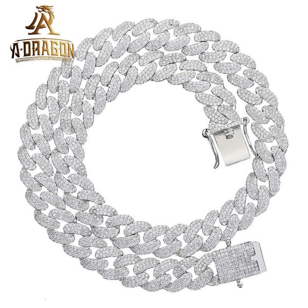 18mm VVS Moissanite Colar Chain Charn Colar personalizado Baguete Linha reta Icep Sier Hip Hop Jóias