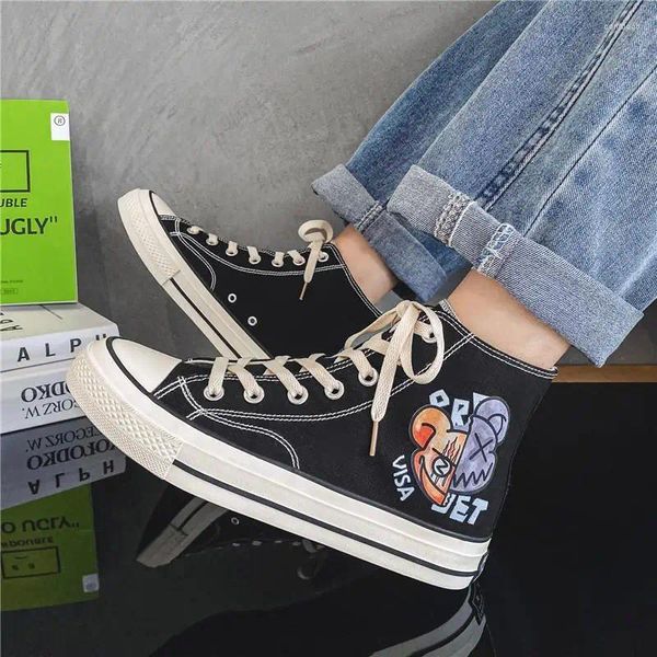 Scarpe casual foto vere POS 2024 Spring Boys Plus size Tende High Top Port Trend Youth Leisure Board Women Uomini
