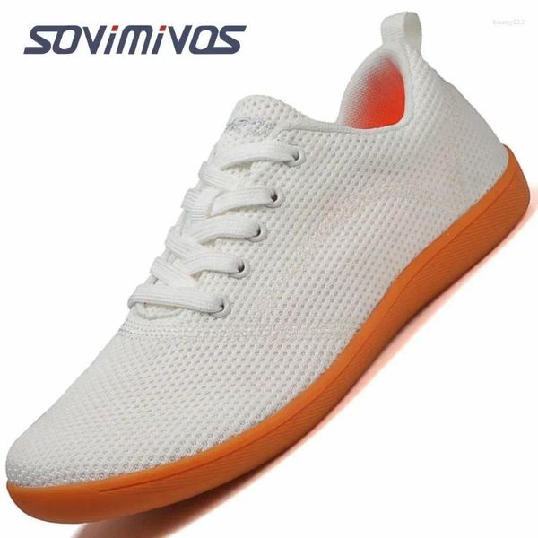 Sapatos casuais masculino com zero gotas minimalistas de gotas de tênis de taco de dedão de tênis andando tênis de largura larga respirável para mulheres