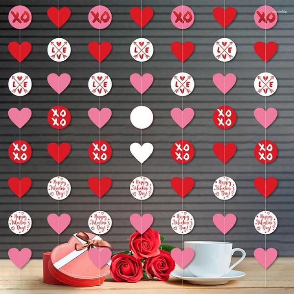 Decorazione per feste 1set 3m cuori in feltro ghirlanda San Valentino Red Heart String a corto di San Valentino Birthday Outdoors