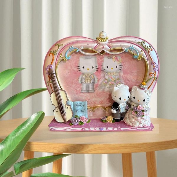 Frames 6inch Cartoon Kitty Violin Po Frame Ornament Harz Bild Home Dekoration Kinder Valentinstag Geschenk