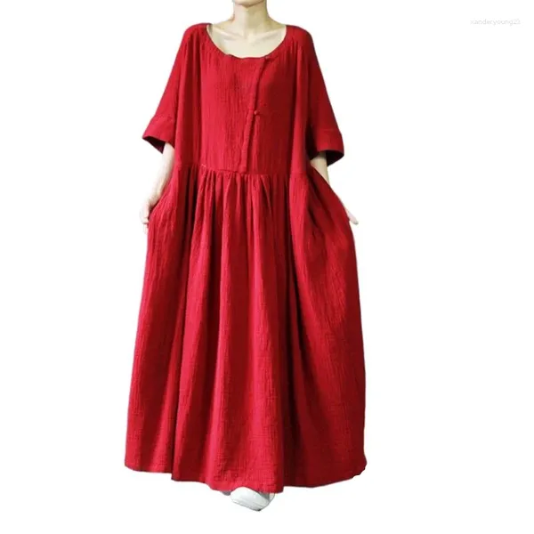 Abiti per feste 2024 abiti d'annata casual primaverile Donne di alta qualità in cotone estate in cotone plus size marchi sciolti maxi 5xl 6xl