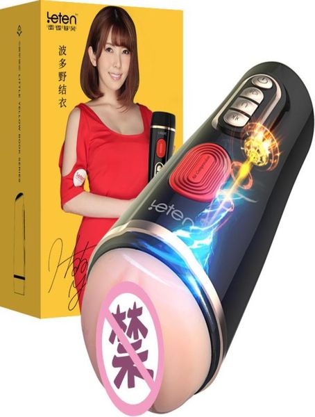 Leten vibrieren realistische Vagina männlicher Masturbator Silikontasche Muschi Saugen Vagina Masturbation Cup Sex Toys for Men Machine Y1407702