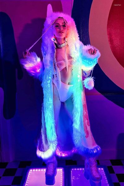 Женский мех светодиодные костюмы Sequints Faux сплайсинг