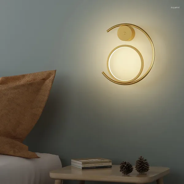 Стеновые лампы современный золотой металлический световой спальня фойе